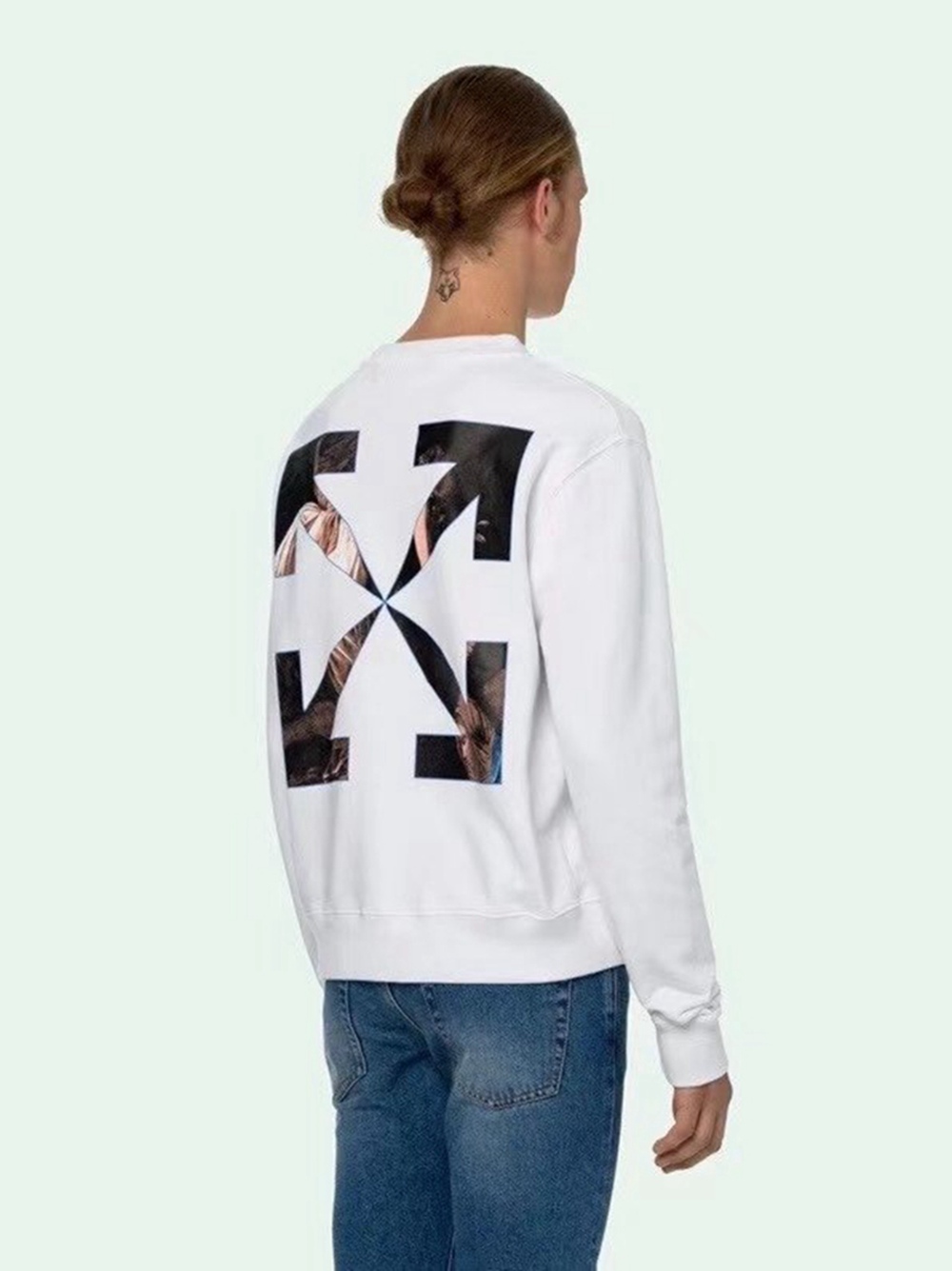 OFF WHITE Oil Painting Round Neck Sweater